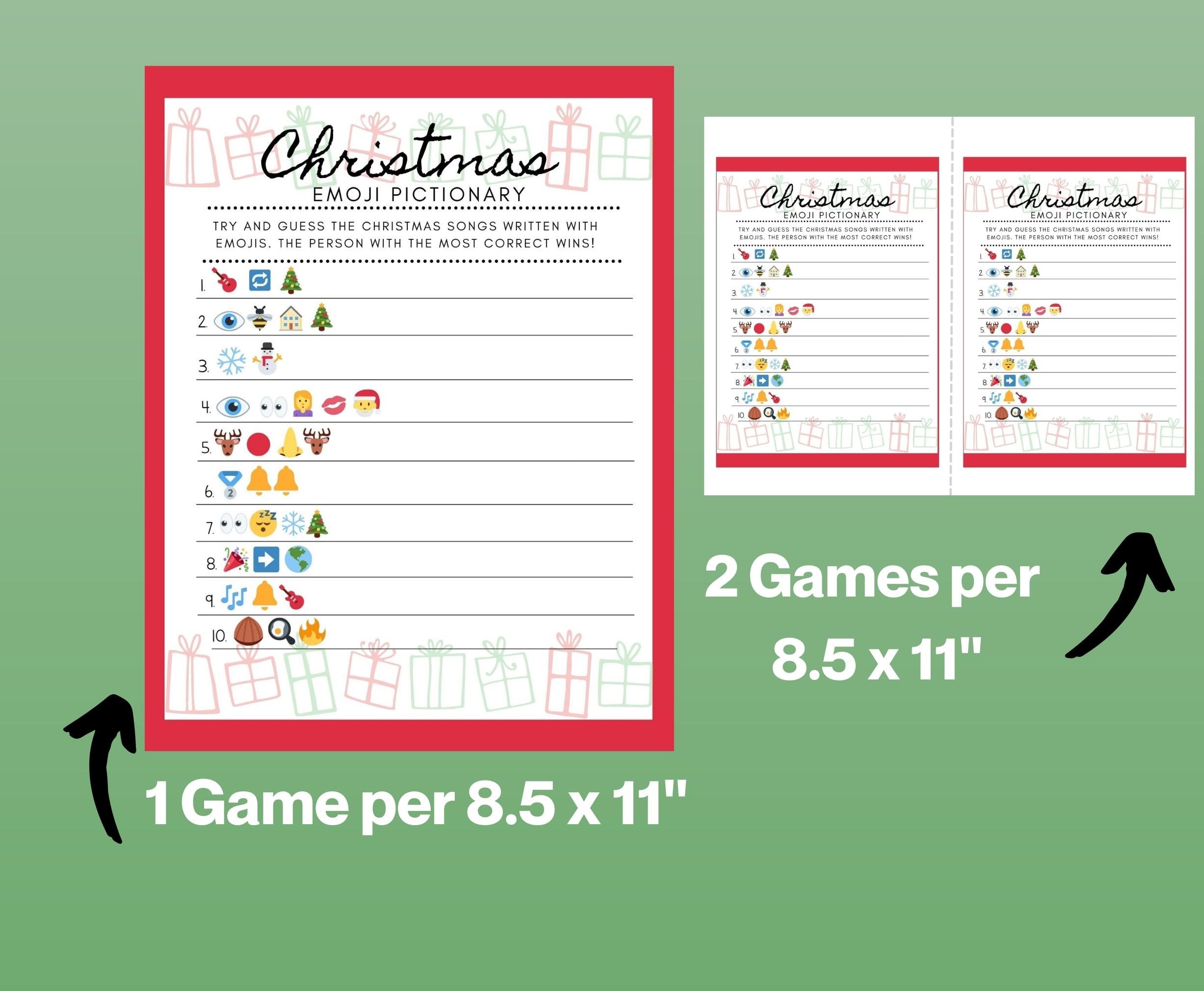 Christmas Songs Emoji Pictionary | Printable Christmas Games | Holiday ...
