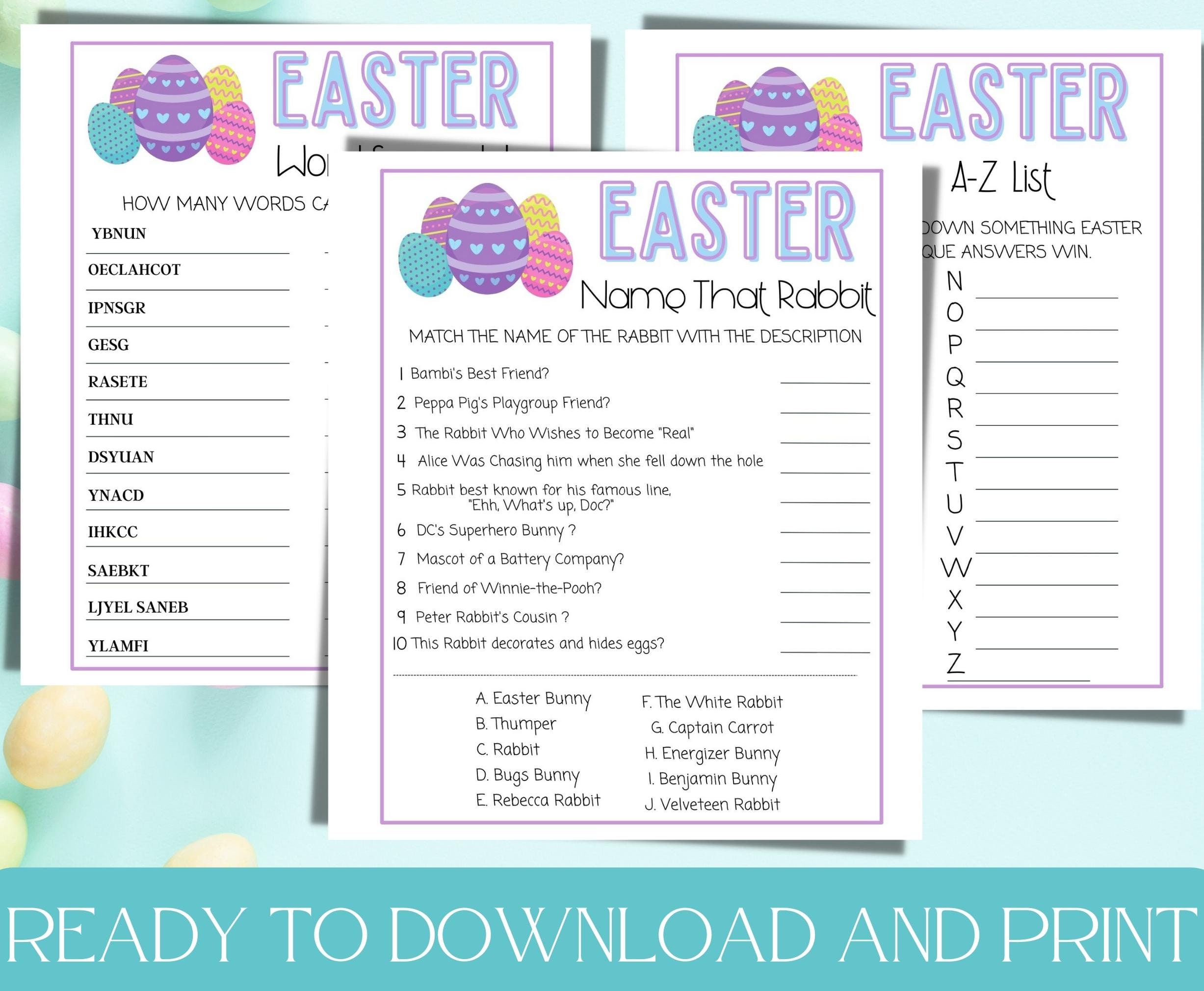 Easter Game Bundle | Printable Easter Games for Kids and Adults ...