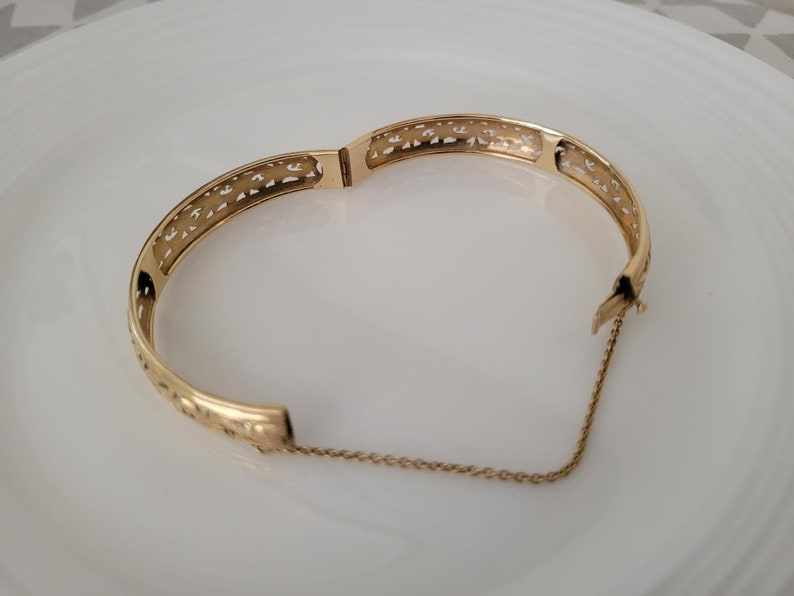 Mings Hawaii 14k Gold Hinged Bangle Bracelet 10mm Etsy