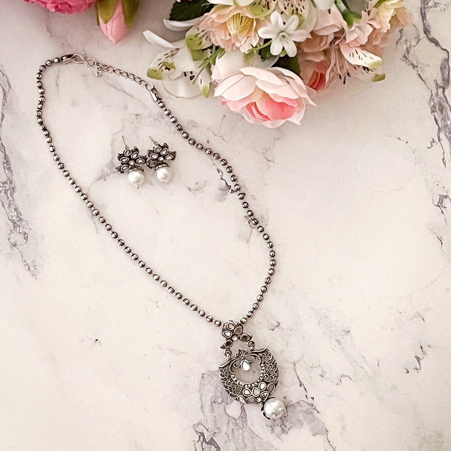 Oxidised silver pendant deals