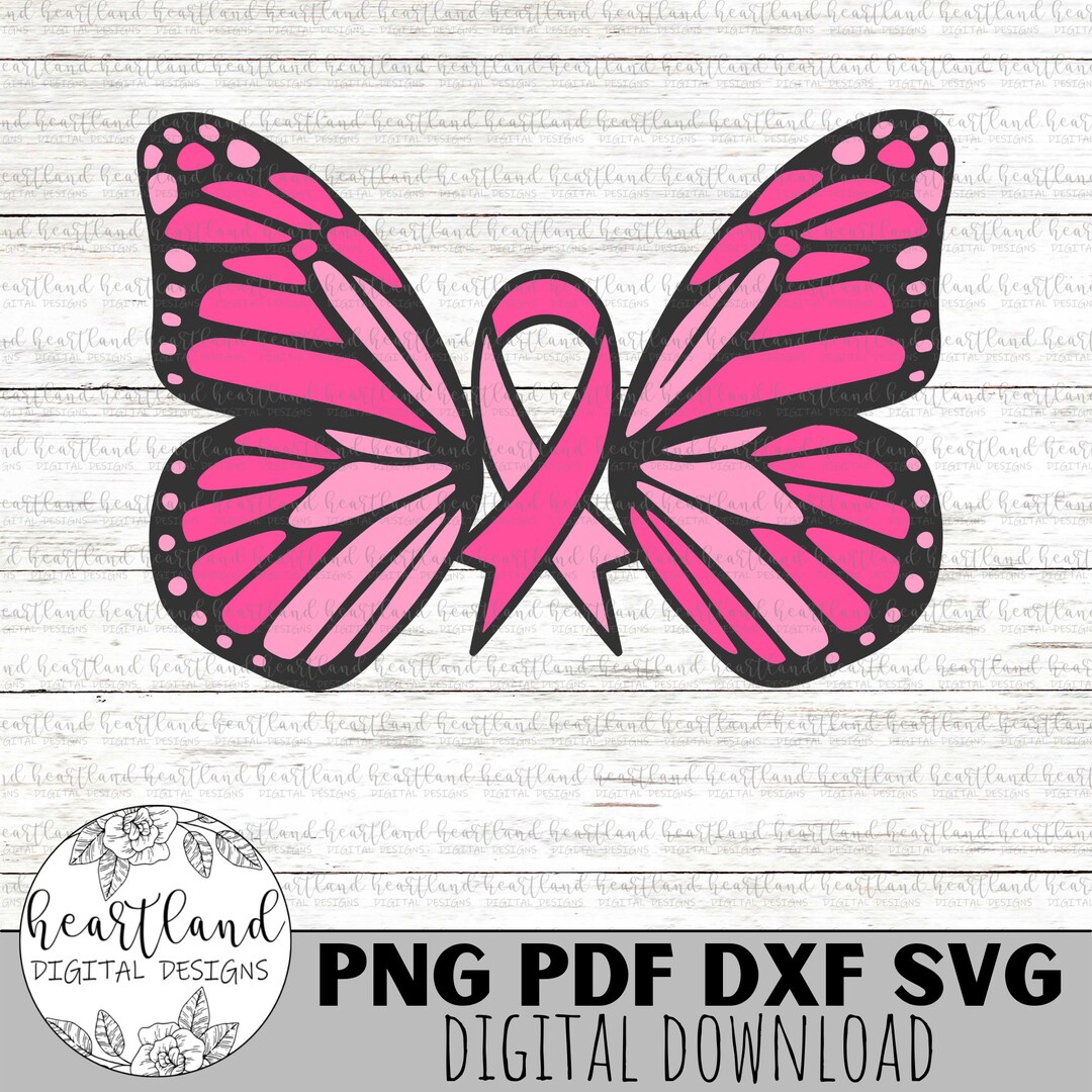 Breast Cancer Awareness Butterfly Ribbon Digital Download - Etsy