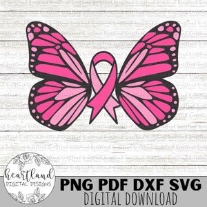 Brustkrebs Awareness Butterfly Ribbon Digital Download - Pink Butterfly - Pink Ribbon SVG - Brustkrebs Ribbon