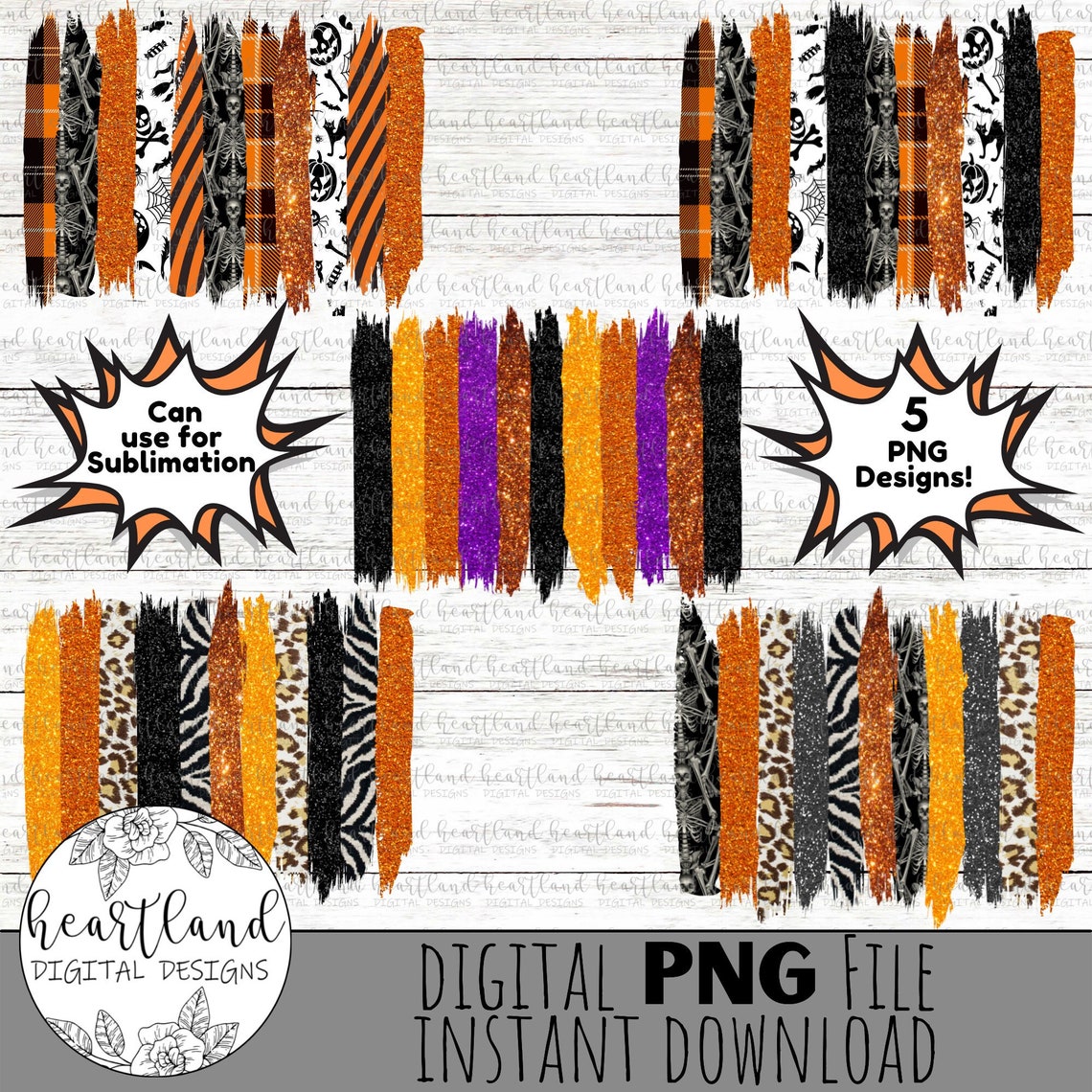 Halloween Themed Paint Brush Stroke Sublimation Design Etsy