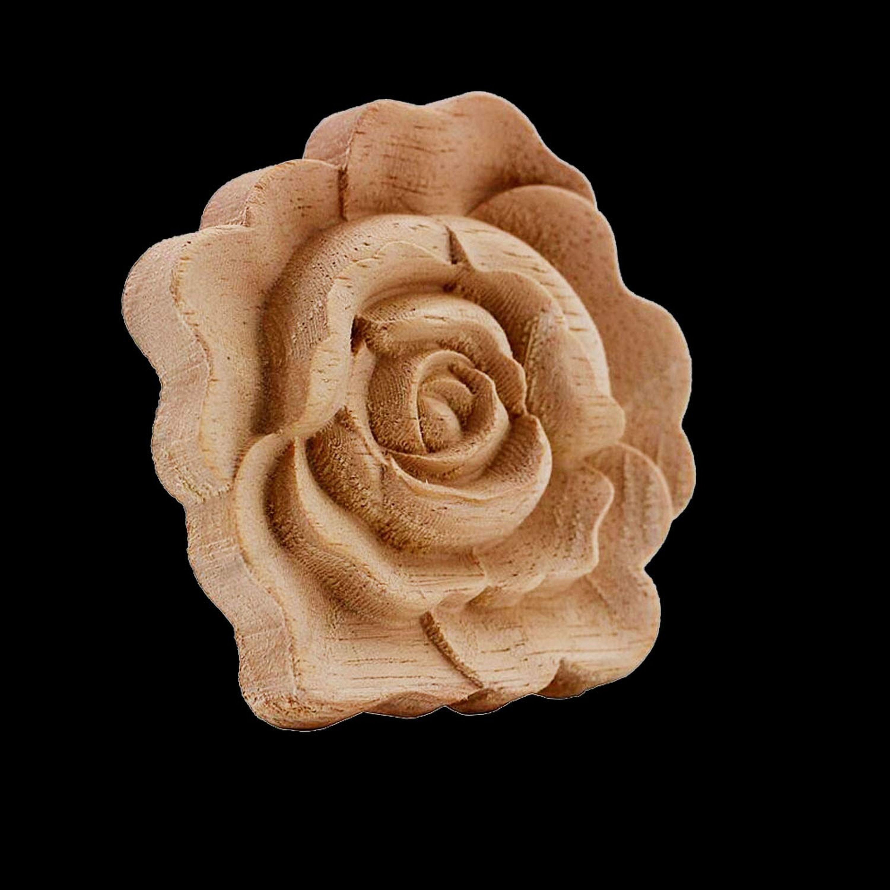 4PCS Wooden Carved Onlay Appliques Rose Wood Carving Decal Etsy