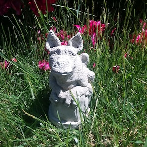 Spotty Gargoyle Sitting on Pot, Gargoyle Statue, Gardening Statue, Garden Statue, Yard Art, Fantasy