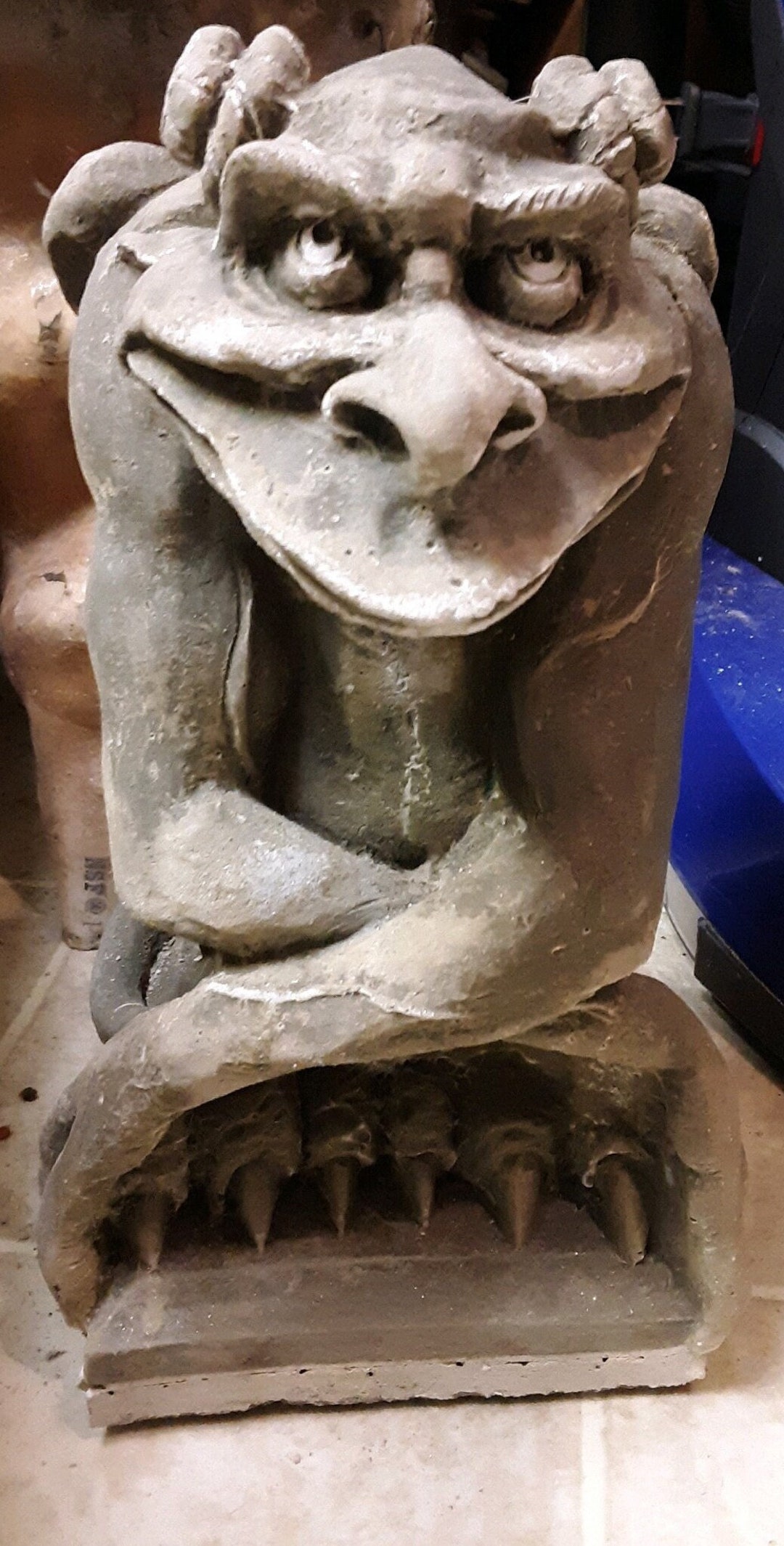Creepy Sitting Gargoyle Concrete Garden Statue - Outdoor Decor - Etsy