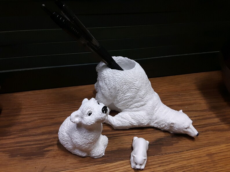 Polar Bear Family Trio Resin Statues, Polar Statues, Resin Statues