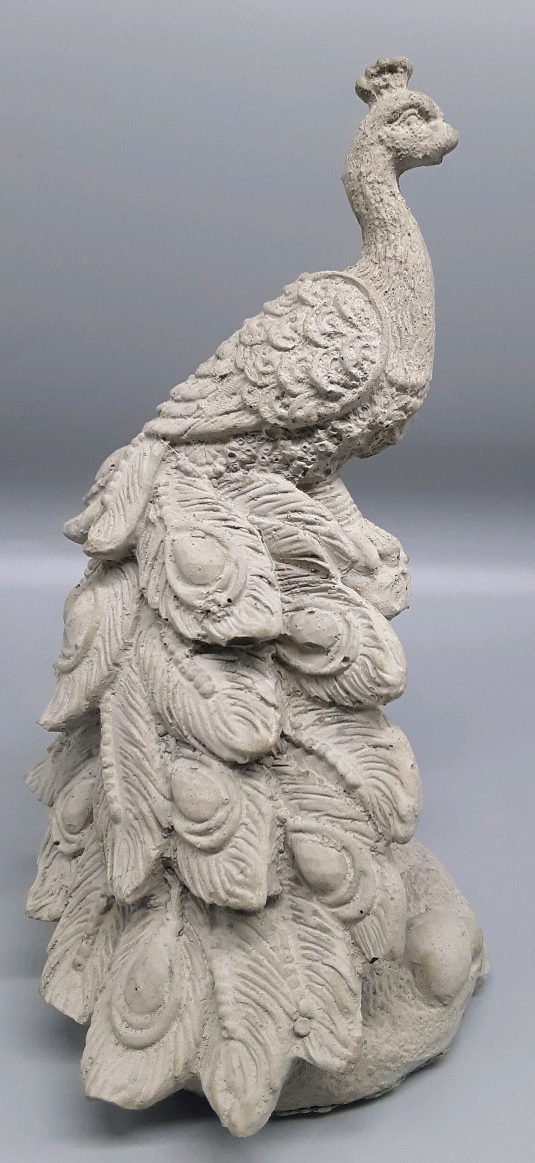 Peacock Small Concrete Statue, Peacock, Statue, Peacock Statue, Bird Etsy