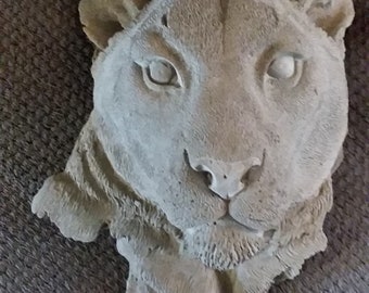Big Cat Concrete Plaque, Cougar, Lioness, Black Panther, Outdoor statue, Indoor Decor, Outdoor Decor