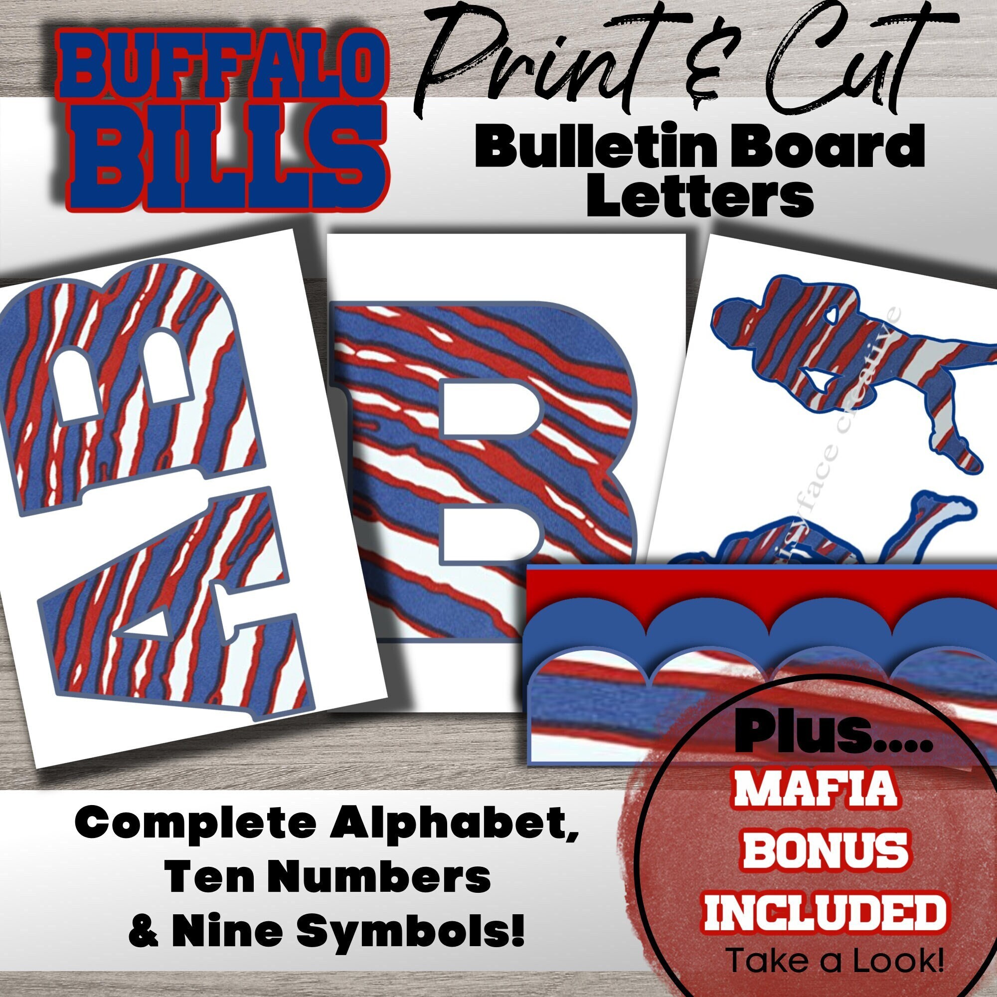Buffalo Bills Print and Cut Bulletin Board Letters, Buffalo Bills ...