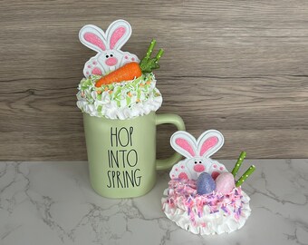 Sale Sitting Bunny Large Faux Whip Mug Topper