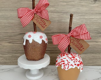 Sale Peppermint Christmas Faux Caramel Apple Decor