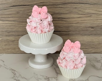 Sparkles and Bow Treat Fake Cupcake