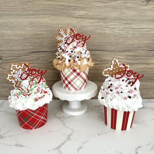 Joy Gingerbread Snowflake Cookie Faux Cupcake