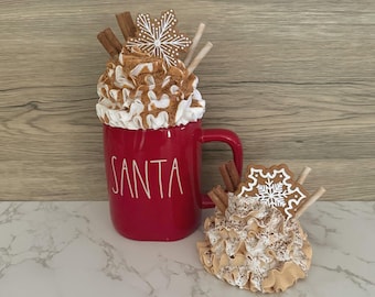 Gingerbread Spice Snowflake Large Faux Whip Mug Topper