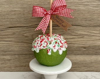 Sale Glittered Green Christmas Faux Caramel Apple