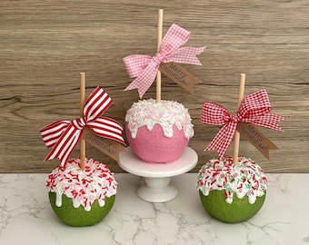 Green or Pink Drippy Christmas Fake Apple