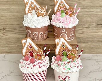 Jumbo Gingerbread House & Man Faux Whip Cupcake