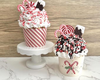 Christmas Candy Cane Lane Fake Cupcake