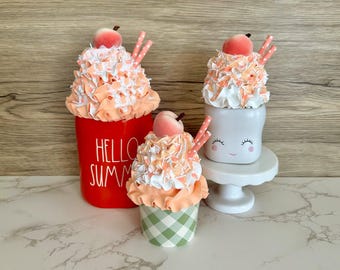 Sale Summer Peach Faux Whip Mug Topper or Cupcake