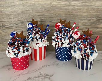 Patriotic Rustic Star Fake Cupcakes