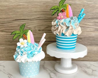 Mini cupcake falso de isla tropical