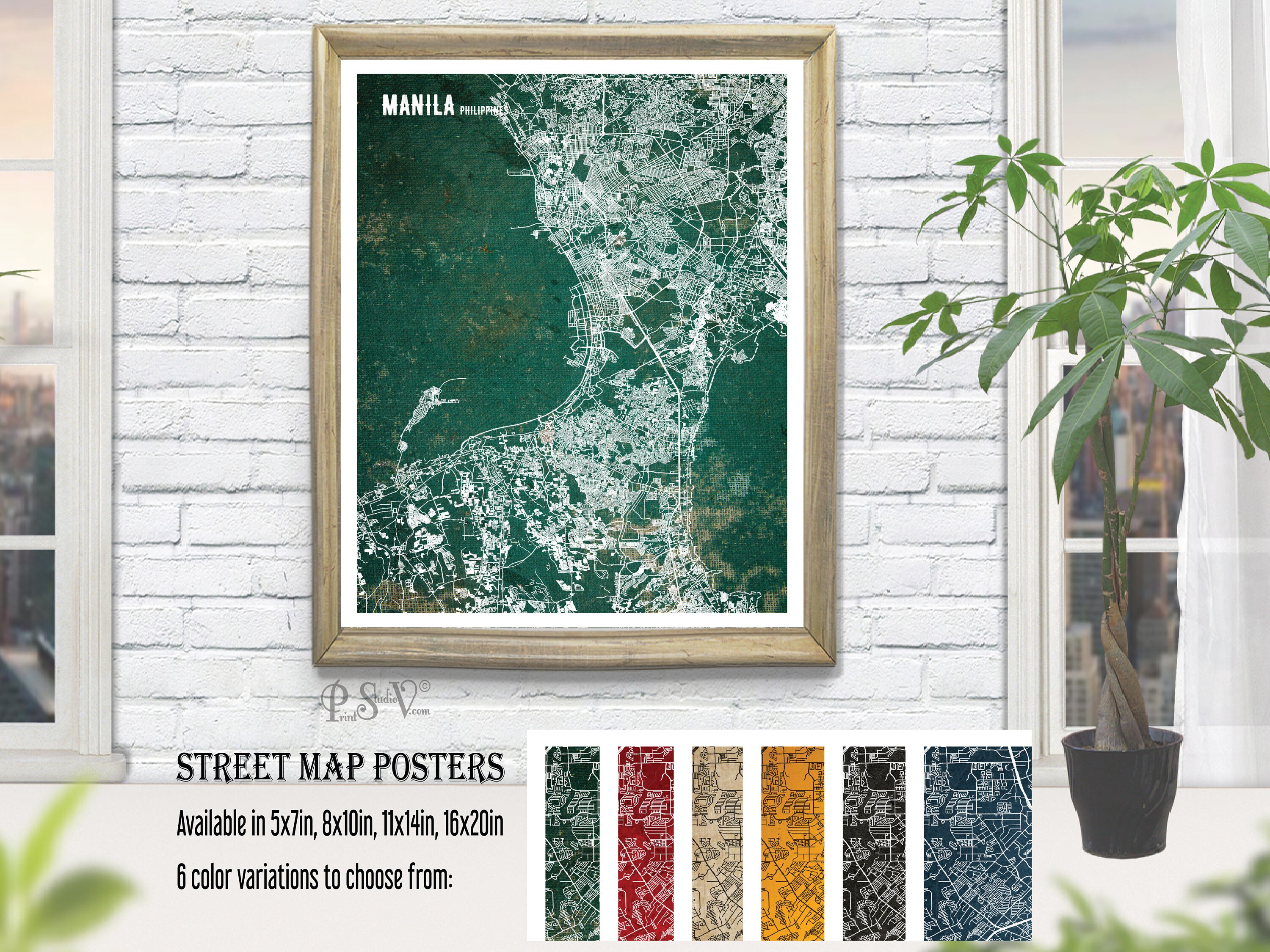 Manila City Art Prints Wall Art the Philippines Map Wall Art Etsy