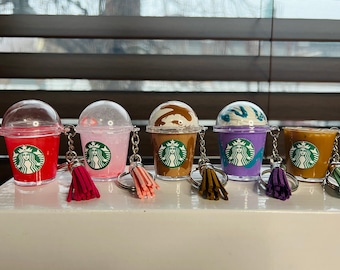 Mini Drink Keychains--Coffee Keychains--Drink Keychains--