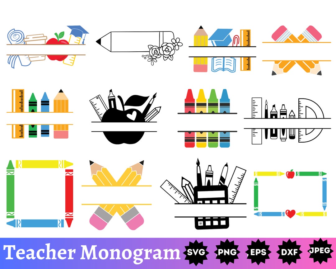Teacher Monogram SVG Teacher Name SVG Bcak to School SVG Teachers Svg ...