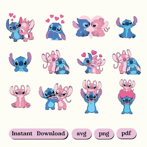 Stitch and Angel SVG Bundle, Stitch couple svg, stitch love svg, angel svg, stitch angel svg, stitch svg, Lilo and Stitch Svg, Stitch Svg