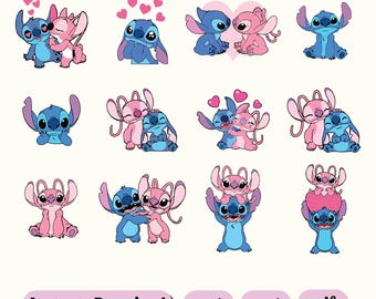 Stitch and Angel SVG Bundle, Couple Love Designs (Digital Download)