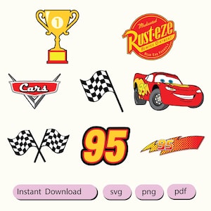 Cars PNG, Cars Clipart, Cars SVG, Planes and Cars Birthday Bundle, Instant Download, Instant Download Lightning Mcqueen Mater, Chrome Letter