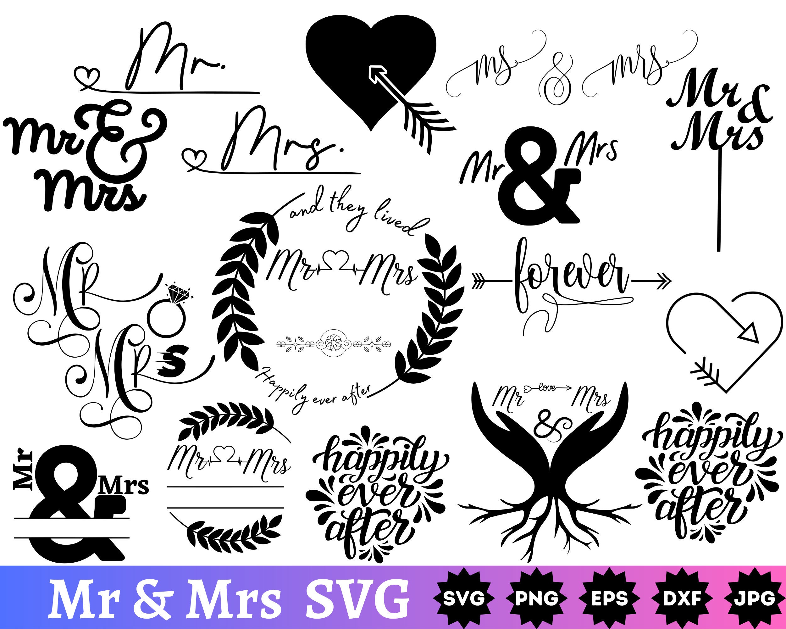 Mr and Mrs SVG Wedding SVG Just Married SVG Bride and Groom Svg Bride ...