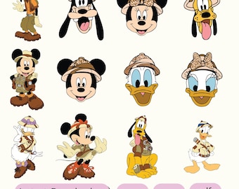 Mickey Safari Clipart, Animal Kingdom SVG PNG (Digital Files)