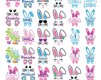 Easter Bunny Svg Bundle, Rabbit Silhouette Cut File (PDF, PNG)