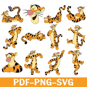 Tigger SVG Bundle, Cricut Cut File, Silhouette PNG