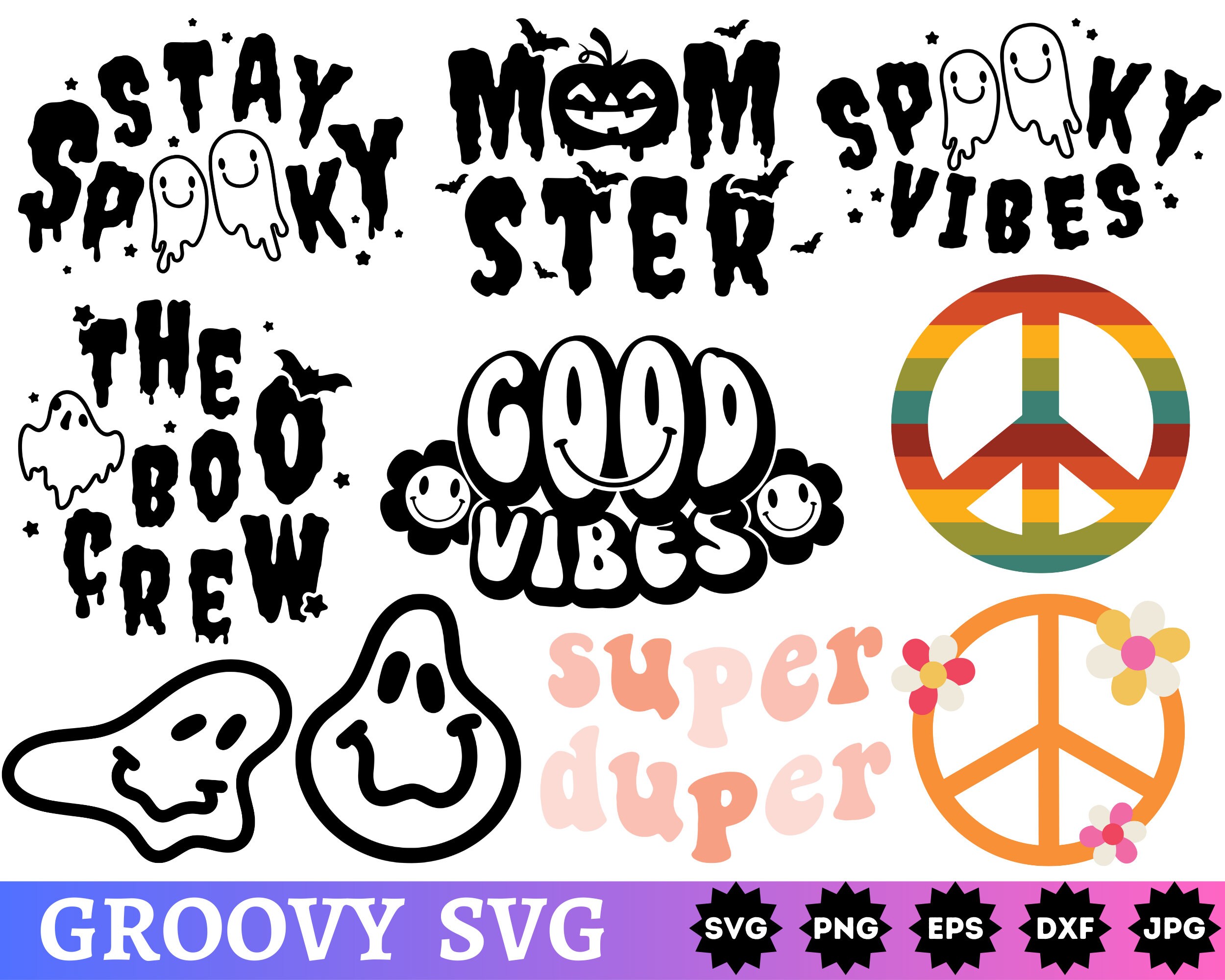 Groovy SVG Bundle Boho Rainbow SVG Hippie SVG Inspirational Svg ...