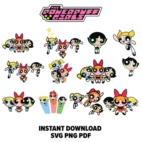 Powerpuff Girls Svg Bundle, Powerpuff Girls Png, Powerpuff Clipart, Powerpuff svg,Digital Download Bundle Svg, Eps, Png