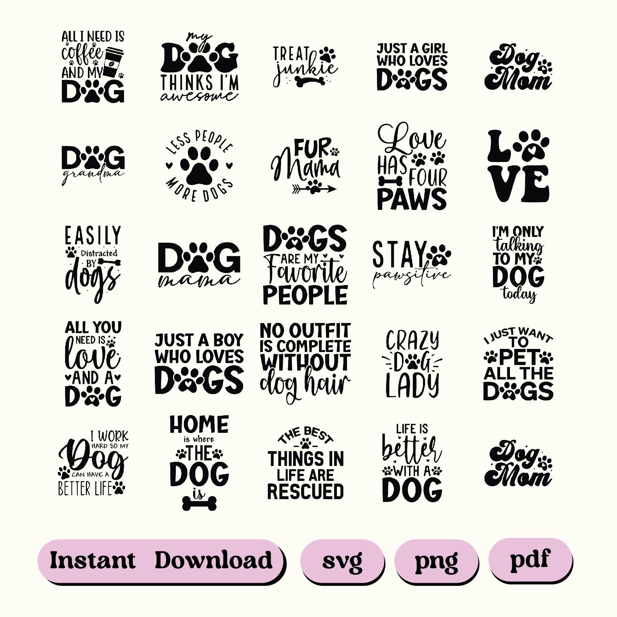 Hundeliebhaber Zitate SVG Bundle, Hund Mama SVG, lustiger Hund SVG Bundle - 100 Hundeliebhaber Zitate, Haustierliebhaber Digitale Dateien für Cricut, lustige Hundephrasen