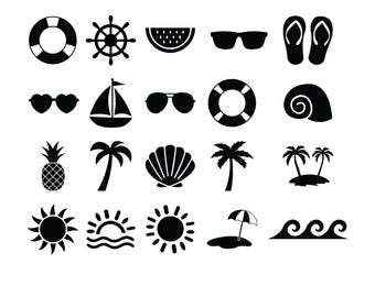 Beach Scene SVG Bundle: Tropical Summer Clipart (Digital Download)