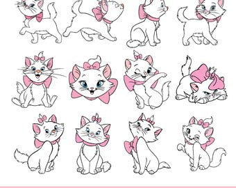 Aristocats SVG PNG Clipart Dateien mit Ebenen für Cricut schneiden Druck Sofortiger digitaler Download Clipart Sublimation gefrorene Katzen Paris
