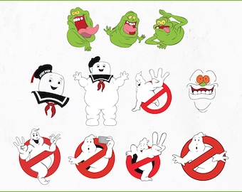 Ghostbusters Clipart Bundle, Slimer PNG, SVG, Digital Files (Instant Download)