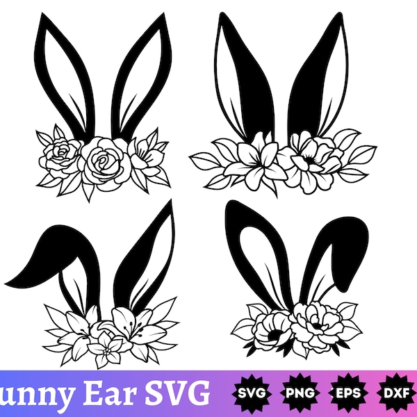 Floral Bunny Ear SVG | Bunny SVG | Easter SVG | Rabbit Ear Svg | Easter Bunny Ear Svg | Spring Svg | Happy Easter Svg | Instant Download