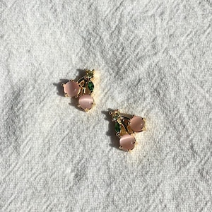 18k gold + Crystal Fruit Earrings | Grape, Banana, Cherries, Lemon, Promise Earring, Gift Ideas, Sister, Dainty Earring, Stack, Cyber Monday