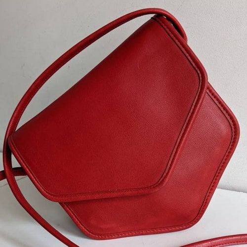 Vintage Coach Original NYC Burgundy Red Leather Basic Bag Etsy