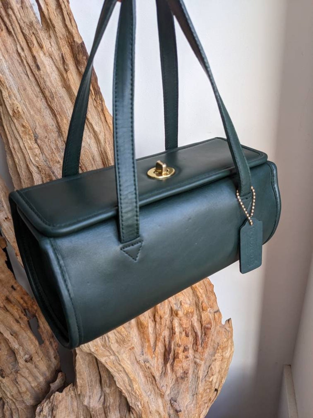 Vintage Coach Geometric Roll Bag, 9045, Custom Colored Green, Hard to