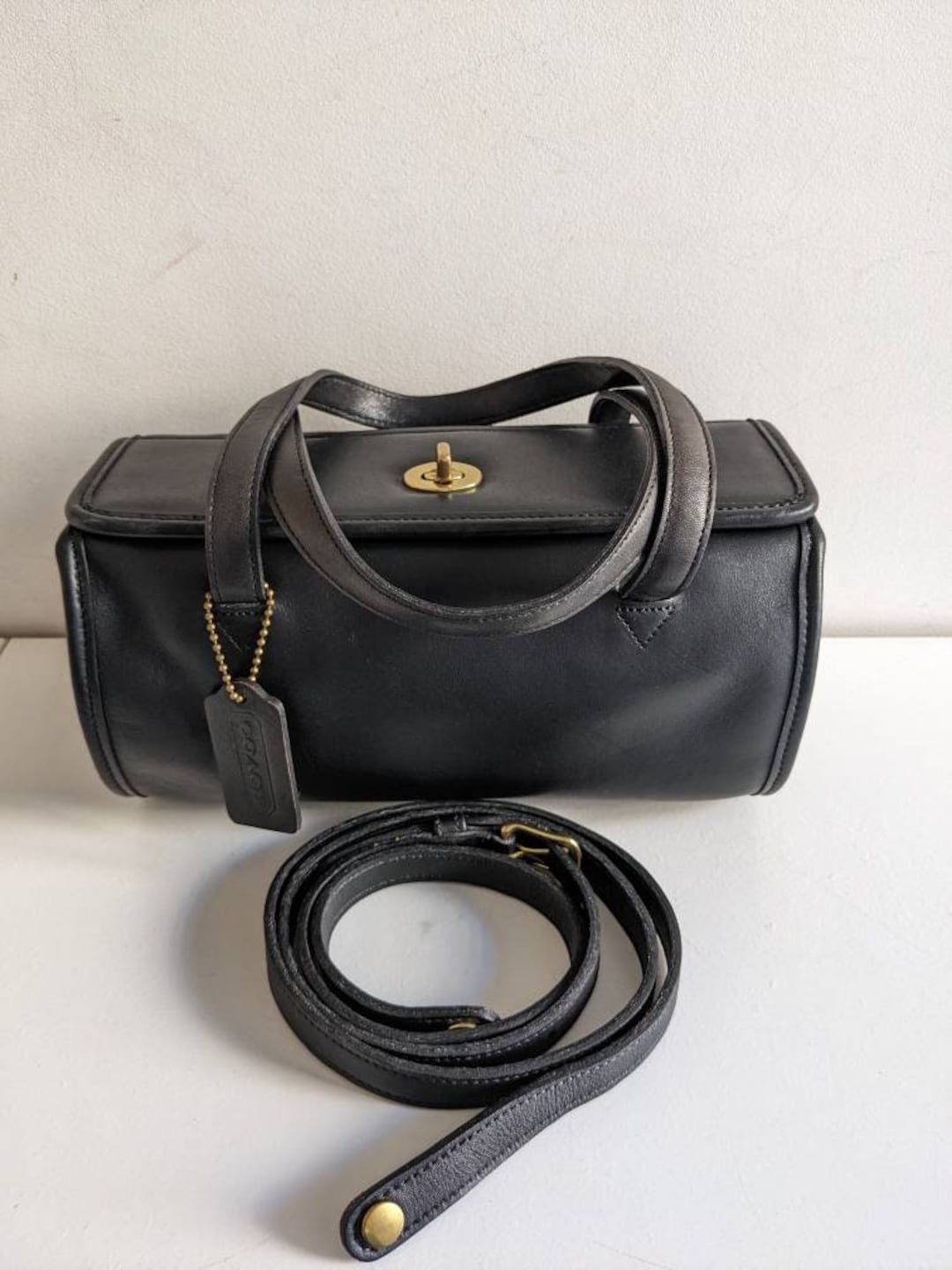 Vintage Coach Geometric Roll Bag 9045 Black Rare Hard to Find Etsy
