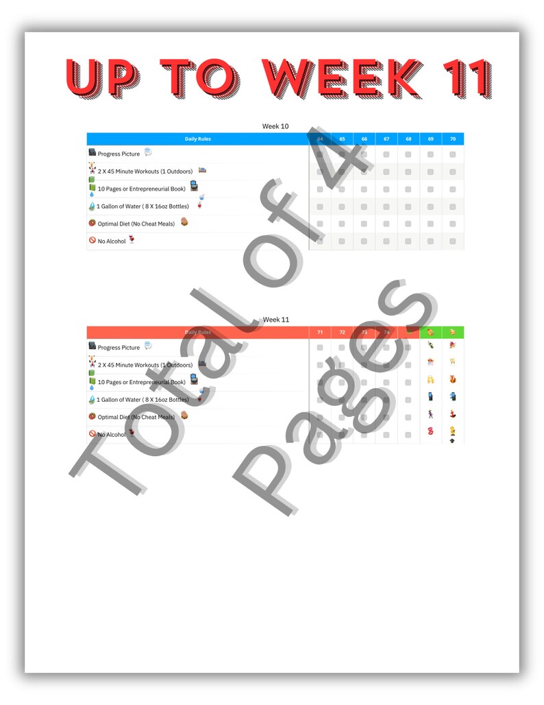 75 Hard Challenge Printable Poster 16 X 18 8.5 X 11 12 X 16 PDF Digital ...