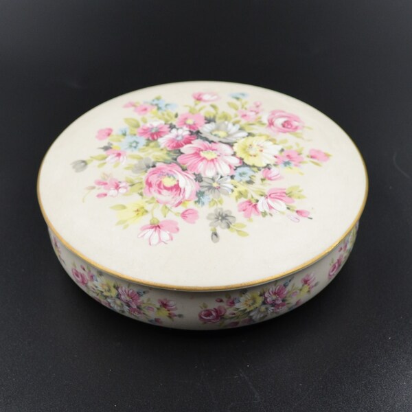 Porcelanas Ibis Aveiro Portugal Lidded Trinket Box | Hand Painted Floral Matte