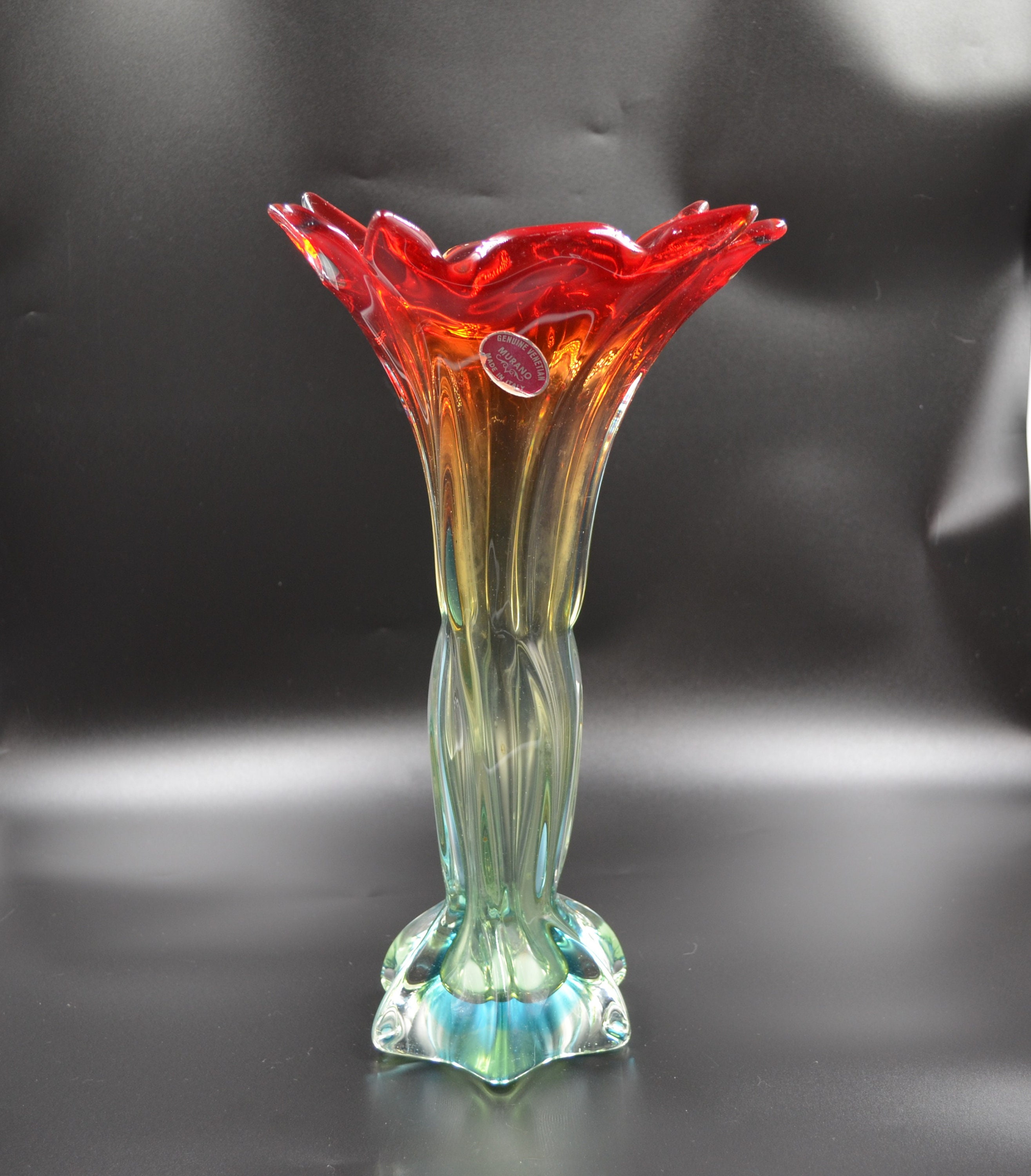 Conflict Edele Toepassing Large Vintage Genuine Murano Glass Sommerso Vase Venetian - Etsy